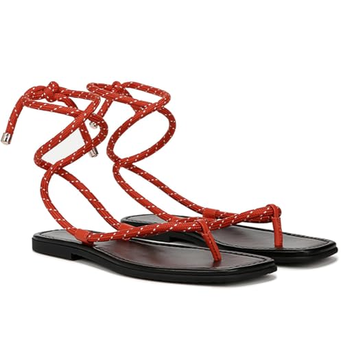 FJQNXGY Strappy Flat Sandals for Women Tie up Thong Gladiator Sandals Rope Lace up Sandals