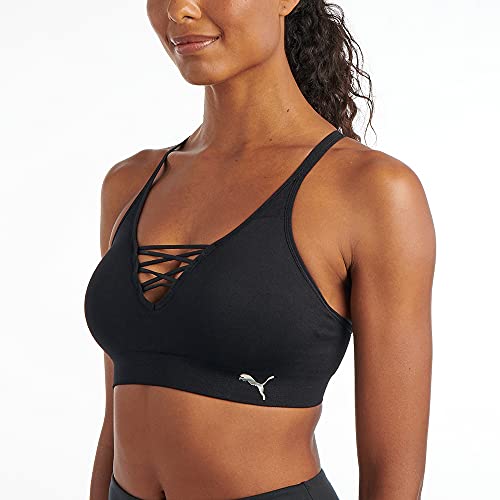 Puma Women's Seamless Sports Bra, Black/Metallic, Small #TOP1