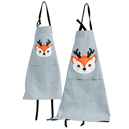 Esing Parent Child Aprons with Pocket, Cotton Adult & Kid Apron Set,Lovely Family Work Aprons 2 Pack