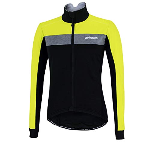 Airtracks Herren Thermo Fahrradjacke Winter Radjacke Softshell Pro Team - schwarz neon L