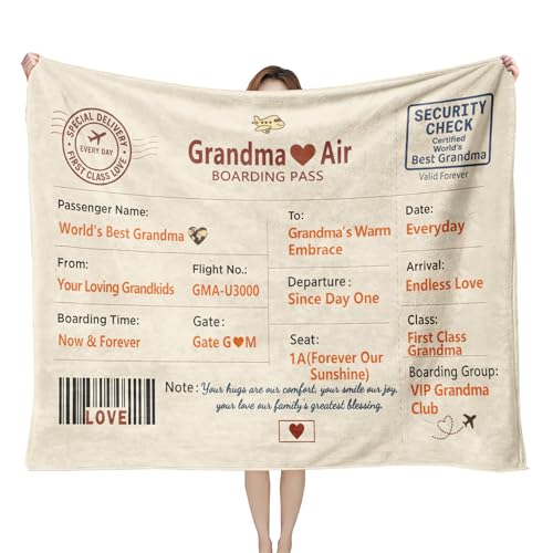 Grandma Blanket Gift from Grandkids - Heartwarming Message Throw, 50''