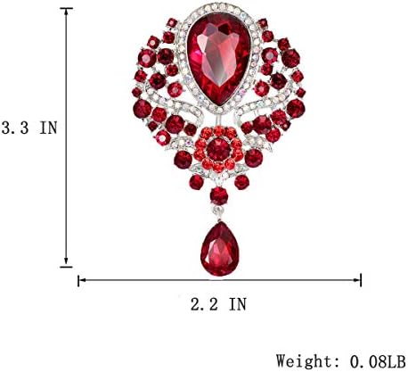Seven Wolves Large Crystal Rhinestone Brooch Pin - Wedding Bridal Bouquet Accessory, Dress Decoration For Women