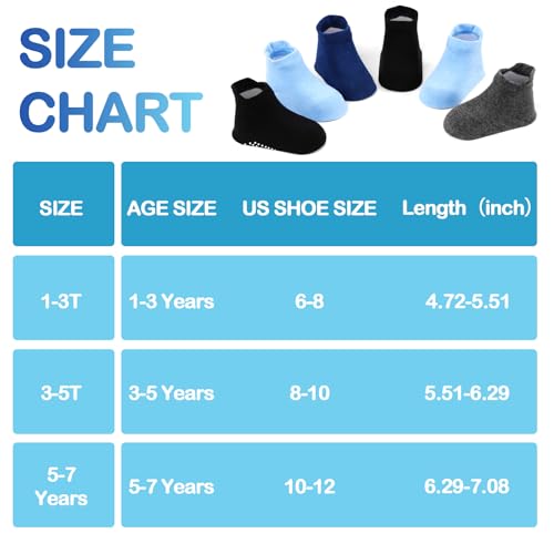 Image of Toddler Socks SkiBeaut 12 Pairs Non Slip Skid Ankle Socks For Kids Boys Grips Cotton Crew Socks For 1-10 Years