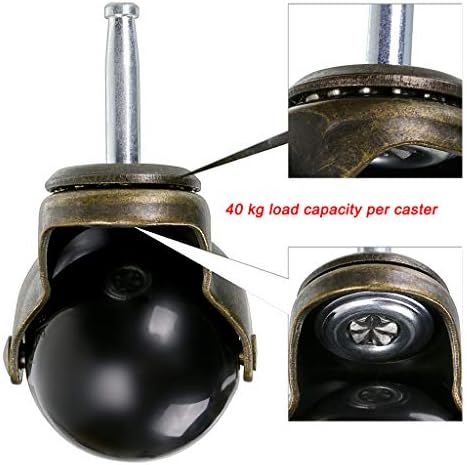 Skelang 50mm Stem Castor Wheels, Ball Castors with Sockets, Antique Swivel Castors, Replacement for Furniture, Sofa, Chair, Cabinet, Pack of 4