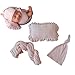 Surakey 3PCS Newborn Baby Photography Props Soft Elastic Plush Wrap Swaddle Hat Pillow Set Photo Shooting for Girl Boy Infant (Pink)