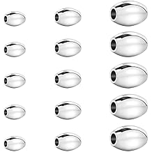 180pcs Rice Grain Spacer Beads 304 Stainless Steel Smooth Loose Beads for DIY Bracelet Necklace Jewelry Making Crafting