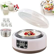 Probiotic Yogurt Maker, Fully Automatic Yogurt Machine 1.2L with Temp & Time Control, LCD Display, Yogurt Maker with 5 Glass Jars for Homemade Greek, Vegan Yogurt With 5 Glasses