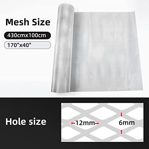 Image of AggAuto Universal 170 inchx40 inch Car Grill Mesh - Aluminum Alloy Automotive Grille Insert Bumper Rhombic Hole 6x12mm, One of the Most Multifunctional Shape Grids Silver
