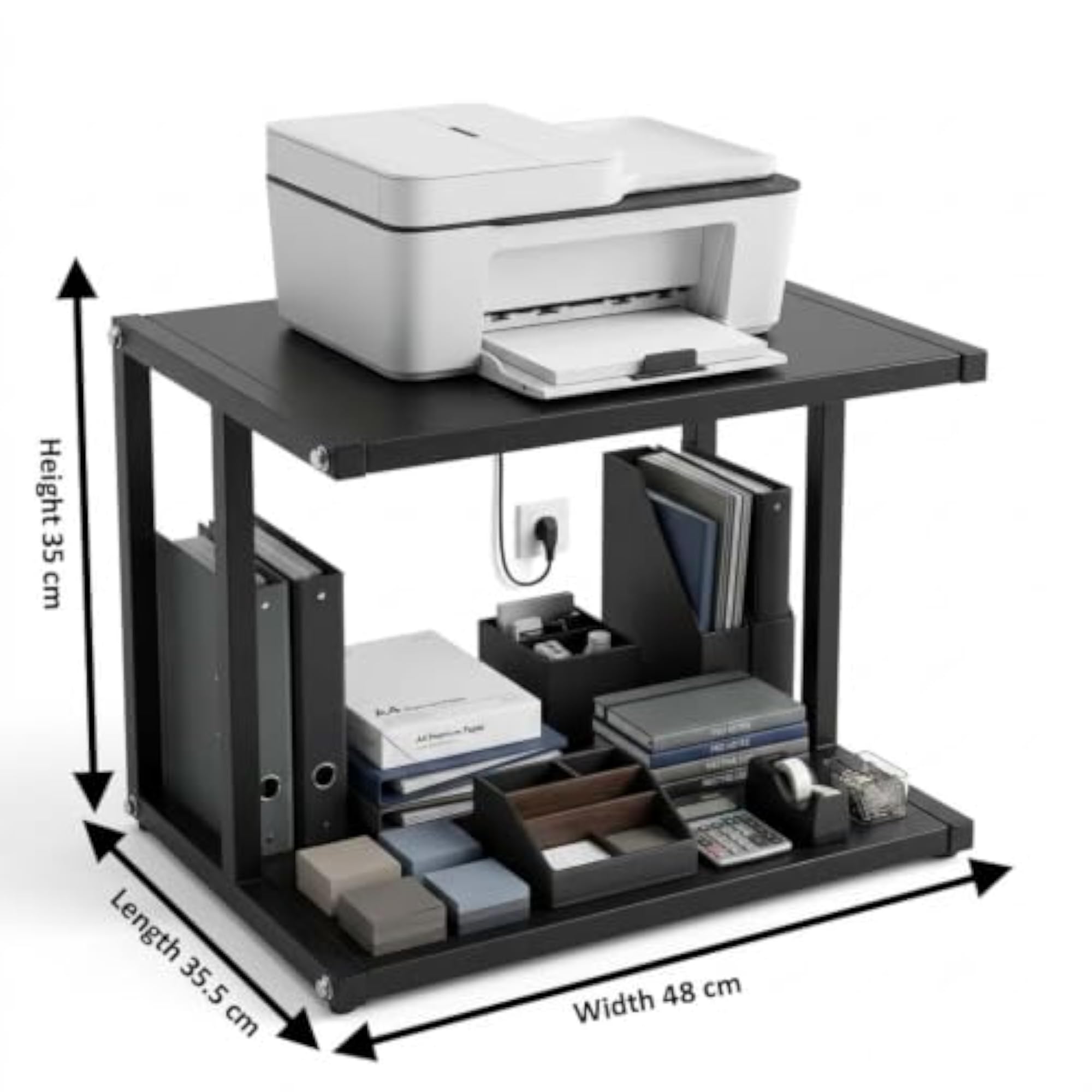 Black 2-Tier Printer Stand for Desk