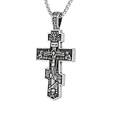 Orthodox Cross Necklace for Men Women, Russian Crucifix Jesus Pendant