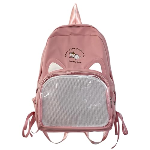 Mochila escolar para niños con diseño de anime y panel transparente