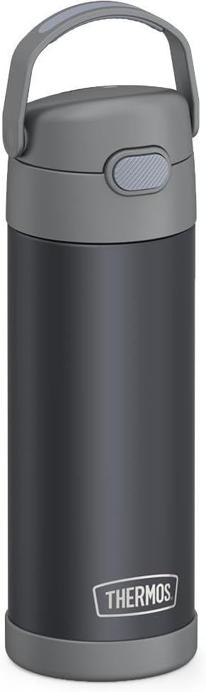 THERMOS FUNTAINER 16 Ounce Stainless Steel Vacuum Insulated Bottle with Wide Spout Lid,Matte Charcoal,(Pack of 6)