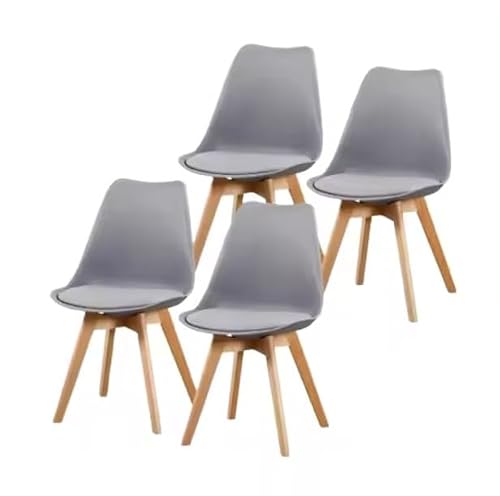 M1C - Pack 4 Sillas de Comedor Fina, Sillas ergonómicas Estilo Moderno, Madera de Pino, Cojín tapizado, Color Gris