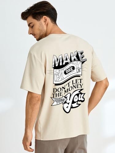 Image of CHKOKKO Mens Polyester Stylish Oversized T Shirt for Daily & Casual Wear Printed Design with Drop Shoulder & Half Sleeves