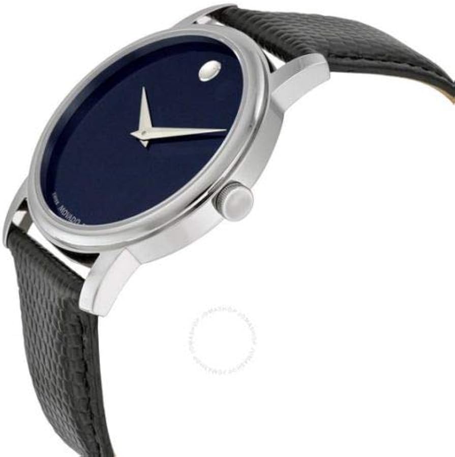 Amazon.co.jp: Movado ミュージアムブルーダイヤル ブラックレザー