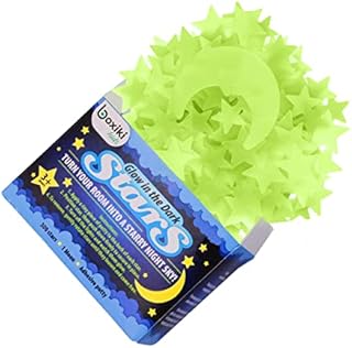 Glow in The Dark Stars & Moon Pack of 300 | Fluorescent Ceiling Stars for Kids | Estrellas Fluorescentes para Niños | Glow Moon and Stars Set for Bedrooms and Nurseries