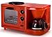 Maxi-Matic EBK-200R Coffee Maker Toaster Oven Griddle 3-in-1 Multi-function Breakfast Center, Regular, Red