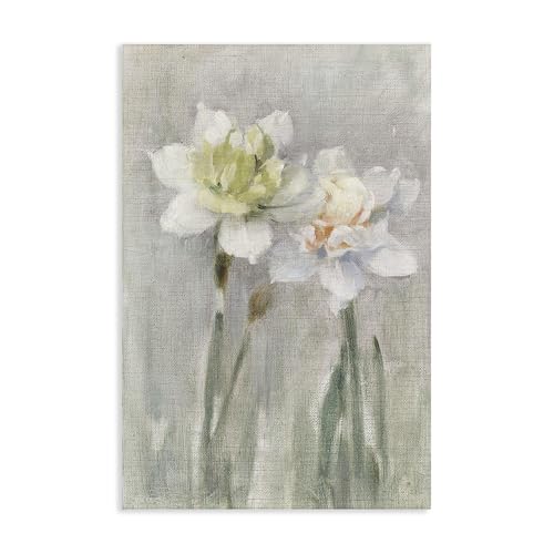Stupell Industries 'Twin White Daffodils'�A�L�����o�X�A�[�g�A40.5 x 64.8cm�A�|���₷�����A�č����AStellar Design Studio��
