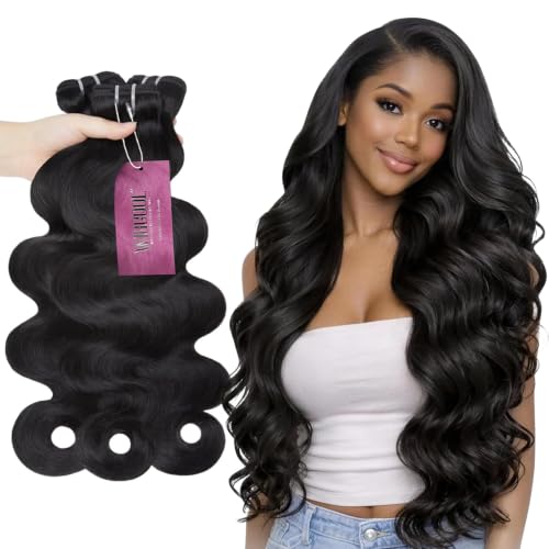 Wigcool 15A Raw Body Wave Bundles Human Hair, 3 Bundles 18 20 22Inch