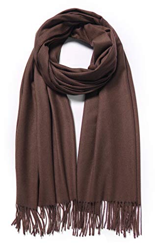 Cindy & Wendy Large Soft Cashmere Silky Pashmina Solid Shawl Wrap Scarf for Women