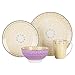 vancasso, série Tulip, Assiette Colorée en Porcelaine 4 Pièces, Assiette Plate, Assiette à Dessert, Tasse, Bols à Petit Déjeuner- Marocain Violet
