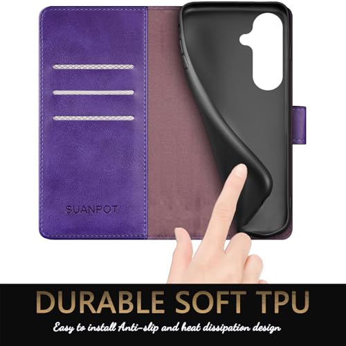 SUANPOT Compatible with Samsung Galaxy S26 Wallet case with RFID Blocking Credit Card Holder,Flip Book PU Leather Protective Cover Women Men for Samsung S26 Phone case Purple by SUANPOT - Used condition - Image 6