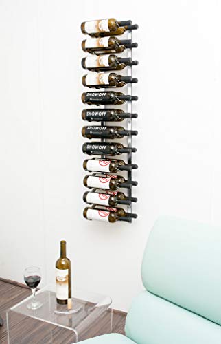 VintageView W Series (4 Ft) - 24 Bottle Metal Wall Mounted Wine Rack (Chrome Plated) Stylish Modern Wine Storage with Label Forward Design - Thumbnail 3