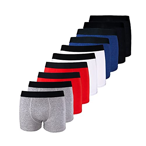 Kit 10 Cuecas Boxer Box Cotton Algodão Lisa Básica Casual, Tamanho P