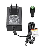STEGER 12V Netzteil 2,5A 30W, zertifizierte Stromversorgung für Spielzeug, LED, Modellbau und IT-Geräte, 12 Volt Netzgerät mit Stecker 5,5mm x 2,1mm, Universal Netzteil 100-240V AC/DC Adapter 50-60Hz