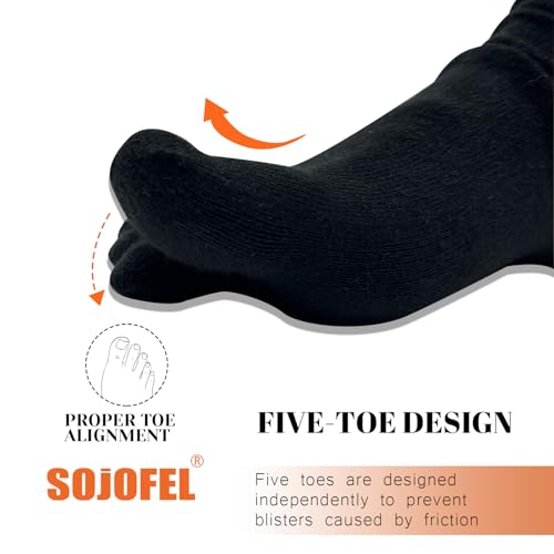 Toe Socks for Men Women - Five Finger Socks Cotton Crew Breathable for Athletic Running Sports 5 Pairs 9-133