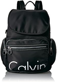 Calvin Klein Athliesure Nylon Multi-Pocket Backpack Shoulder Bag, BLK/WHT, One Size