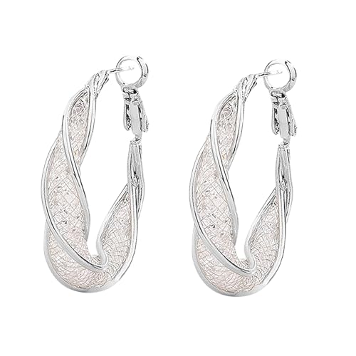 14K Gold Full Diamond Zircon Hoop Earrings for Women, Gold Silver Jewelry Birthday Valentines Day Gifts for Her Teenage Girl