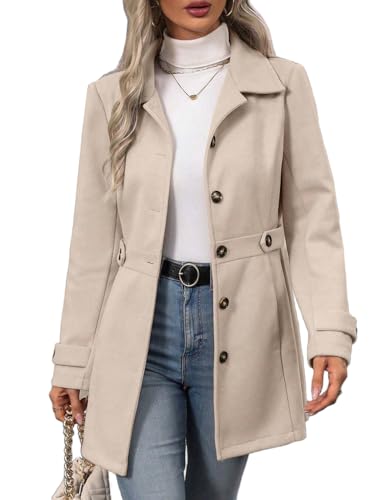 Image of HrreBro Long Wool Coats for Women 2025 Business Casual Blazer Jackets Fall Winter Peacoat Cardigan Outwear, Beige, L
