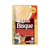 INABA CIAO Bisque di Pollo con Manzo, Cibo Umido per Gatti - Crema Sana e Deliziosa ad Alto Contenuto di Umidità - Cibo per Gatti Complementare Senza Conservanti o Coloranti Artificiali - 1 x 40gr