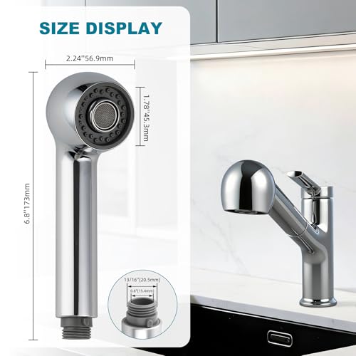 Pull Out Kitchen Faucet Head Replacement, 2 Function G1/2, Silver Chrome by Hygie Rinse - Used condition - Image 3
