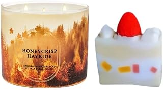 Honeycrisp Hayride - White Barn-Bath/Body Work- 3-Wick Scented Candle 14.5 OZ Burns 25-45 Hours and Strawberry Cake soap (Label Artwork Varies)