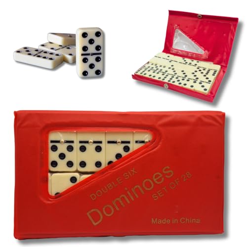 Kit 2 Jogos Dominó Tipo Osso 28 Peças 9 MM de Espessura Estojo em Plástico e Jogo de Baralho 108 Car