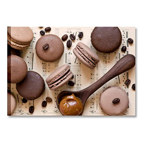 Quadri L&C ITALIA Macaron - Quadro Cucina Vintage Shabby Chic Bar Pasticceria 70 x 50 Stampa su Tela Canvas da Parete