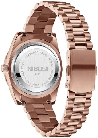 NIBOSI Men Watches Analog Quartz Stainless Steel Rose Gold Watches for Men Waterproof Business Classic Desiger Wrist Watch with Day Date — view 7