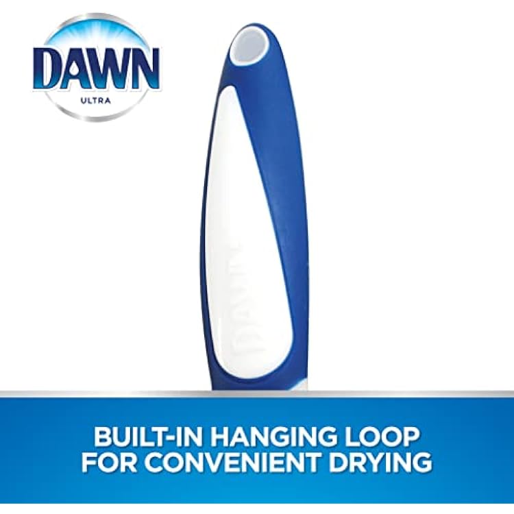 Dawn Dish Brush with Soft Nylon Bristles and Scraper, Blue/White