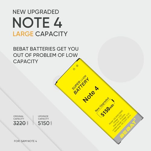 Image of Replacement Battery for Samsung Galaxy Note 4,5150mAh High Capacity Battery for Note 4 N910, N910U 4G LTE, N910V(Verizon), N910T(T-Mobile), N910A(AT&T), N910P(Sprint)