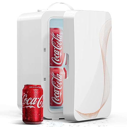 SUAVO Mini Fridge for Bedroom Skincare Fridge 6L/8 Cans Small Refrigerator Compact Refrigerator 110V AC/12V DC Portable Cooler and Warmer for Skin Care Cosmetic Beverages Drinks, Office Dorm and Car by SUAVO - Used condition - US$37.99