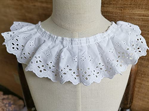 3 Yards Micro Fiber Kant Rand Trim Lint 5,1 cm Breedte Wit Trimmings Vintage Stijl Stof Geborduurd Applique Naaien Ambacht Bruidsjurk Versiering Party Decoratie Kleding Borduren