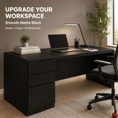 Image of WISDOM Black Matte Self Adhesive Wallpaper for Furniture, Kitchen Cabinets, Wardrobe, Table & Wall Peel and Stick Waterproof Vinyl Contact Paper Smooth Plain Black Finish (20x120 in)
