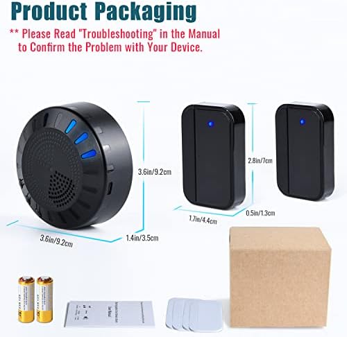 Wireless Magnetic Door Entry Sensor Alarm Chime, Koostone Door Open Alert for Shop, Garage, Window Security for Kids, Elders Safety, Anti-theft, 2 x Transmitter + 1 x Receiver (Built-in Battery)