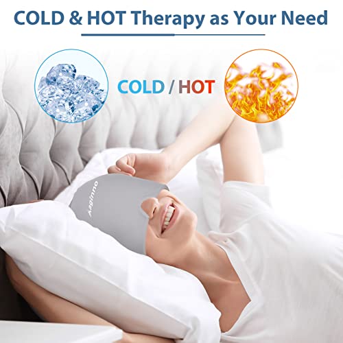 Image of Migraine Ice Head Wrap, Migraine Relief Headache Hat,Cold & Hot Therapy Ice Hats for Migraines.360 Degree No-Slip Reusable Flexible Cold Compress Cap for Tension, Sinus,Stress Relief.Grey