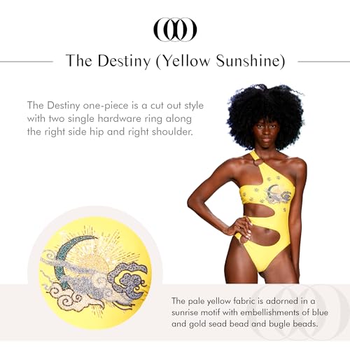 The Destiny (Yellow Sunrise) One-Piece Swimsuit Handmade Bathing Suit with Hand-Embroidered Details2