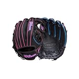 Wilson 2026 A1000 DP15 11.5' Infield Baseball Glove - Right Hand Throw, Pedroia Fit, Black/Flamingo Pink/Cool Blue
