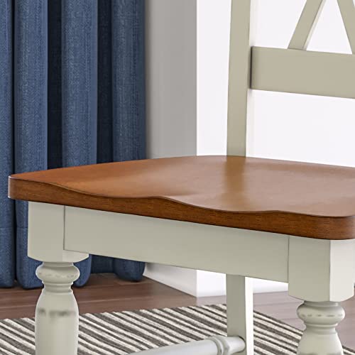 image for Home Styles Monarch Double X-back White and Oak Dining Chairs, with So