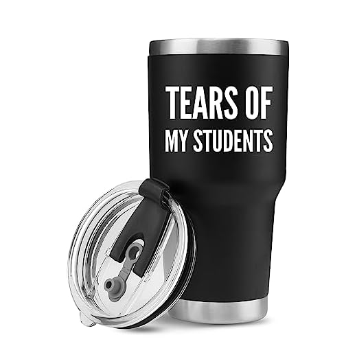 Panvola Tears Of My Students Vacuum Insulated Tumbler Teacher Gifts From Student Funny College Professor Graduation Appreciation Drinkware Travel Mug (30 oz, Black)